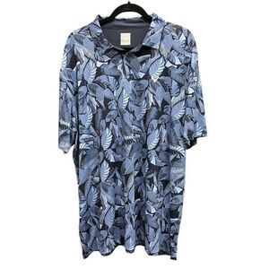 Callaway Opti Dri Men's XL Blue Leaf Pattern Golf Polo‎ Shirt Short Sleeve